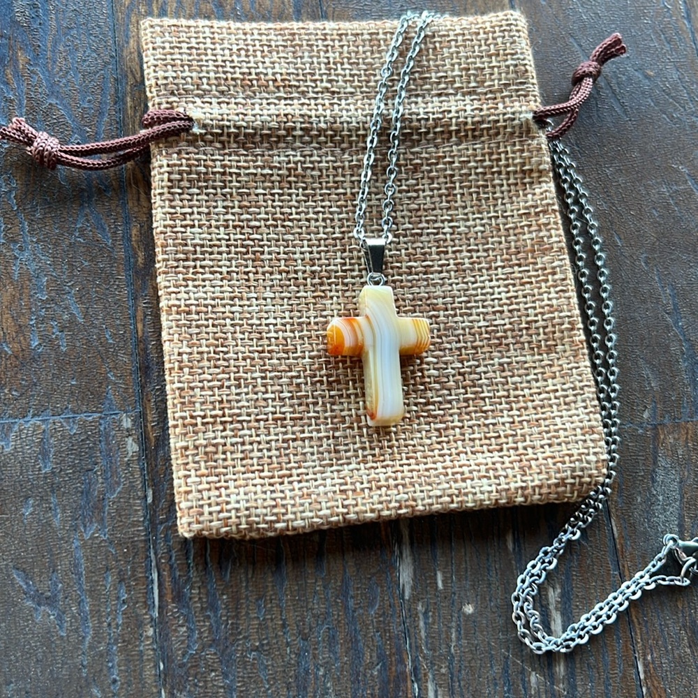Carnelian Necklace Carnelian Pendant Crystal Cross Necklace Crystal Necklace